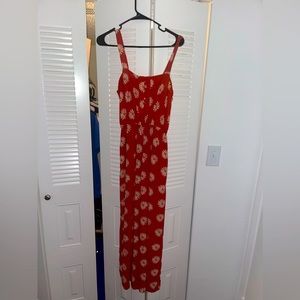 Madewell red all over flower jumpsuit